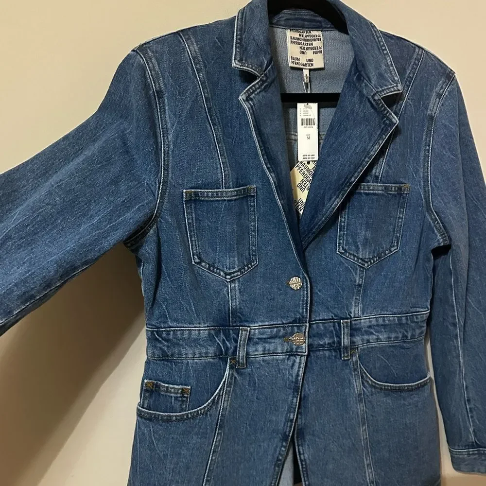 NWT $269 Baum und Pferdgarten x Anthropologie BEATRIX Denim M Button Front Jean